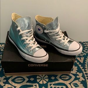 Converse Chuck Taylor Metallic Ice Blue High Tops